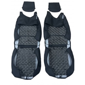 Авто-Майка на сидіння 1+1 Ромб з Білою стрічкою