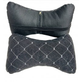 Авто-Подушка підголовника з Алькантари-Білою стрічкою к-кт 2 шт