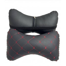 Авто-Подушка підголовника з Екошкіриі-Червоною стрічкою - к-кт 2 шт
