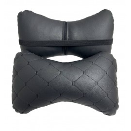 Авто-Подушка підголовника з Екошкіриі-Чорною стрічкою- к-кт 2 шт