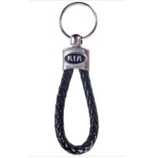 Брелок кожаный плетеный черный KIA