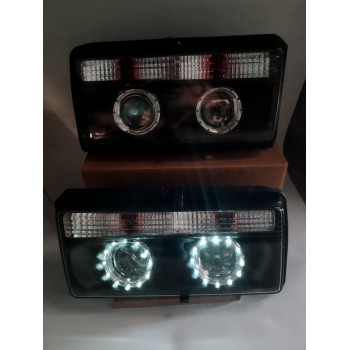 Фара ВАЗ 2105-07 діодна тюнінг "Ангельські очі" з гладким склом (ліва + права)