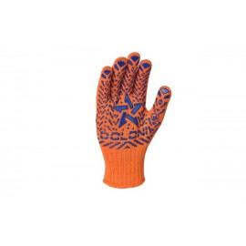 564 Долоні рукавички Зірка трикотажні робочі помаранчеві з ПВХ 7 клас, розмір 10