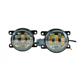 Лампа ПТФ LED фара універсальна/біле-жовте/2 діодів з лінзою/дальнє-ближнє/7035/9-32v/ближнє 40w-дальнє-60w/d*ш:70*81