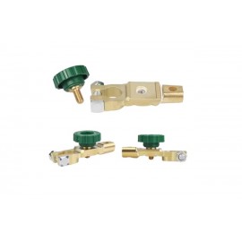 Клема акумуляторна цинк, з латунним вимикачем маси мінусова, під зажим, синя гайка