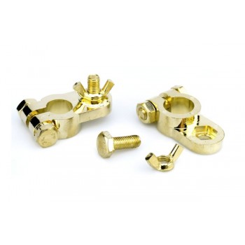 17120, Клеми акумуляторні легкознімні, ексцентриковий зажим, Ø плюсової клеми 19 мм, Ø мінусової клеми 17,5 мм, цинковий сплав з латунним покриттям., KLS-E2, 295 грн, 52961, , Каталог