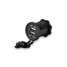 Гніздо прикурювача з 2 USB 1A – 2.1A, з індикатором, врізне з кришкою