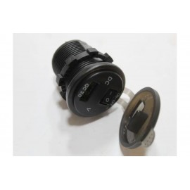 Гніздо прикурювача 12/24V USB – QC 3.0 + вольтметр + амперметр, врізне з кришкою, з підсвіткою, колір червоний