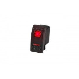 Перемикач клавішний ON-OFF 5 контактів тип SPST з двома світлодіодними індикаторами (габаритне світіння + робоче положення перемикача), колір оранжеви Перемикач клавішний ON-OFF 5 контактів тип SPST з двома світлодіодними індикаторами (габаритне світіння + робоче положення перемикача), колір оранжеви