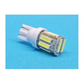 Лампа LED WHITE  T10  W2,1x9,5d  12V-10(2+8)SMD-7014 29022400