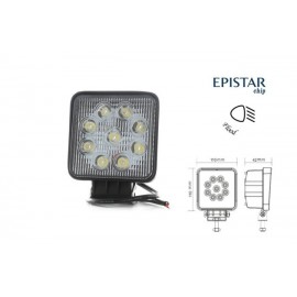 Квадратна фара робочого світла • Тип світла: розсіююче світло FLOOD (ближній) • Кількість світлодіодних елементів – 9 шт. • Тип світлодіодних елементі