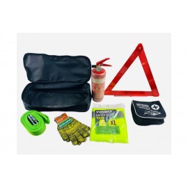 Набір автомобіліста. Сумка ЧОРНА без напису (Вогнегасник 1 кг, Знак аварійн. зупинки, рукавиці, жилет, аптечка, трос буксирувальний)