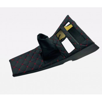 Консоль подовжена з чохлом КПП ВАЗ 2101-05 Чорна з червоним рядком (шкірзам)